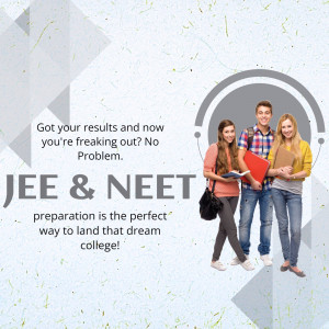Students with text promoting JEE & NEET exam preparation