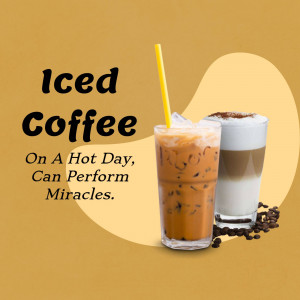 A refreshing glass of iced coffee with coffee beans and a layered coffee drink.