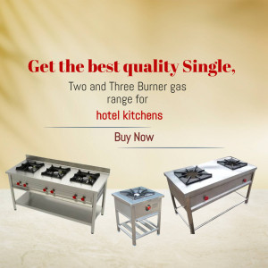 Stainless steel gas ranges for professional kitchens