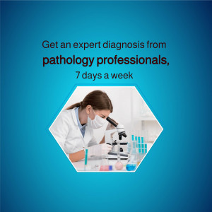 Pathologist examining a sample under a microscope