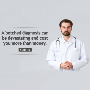 Doctor with stethoscope and text about misdiagnosis