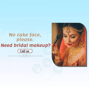 Indian bride getting her makeup done, advertisement for bridal makeup services