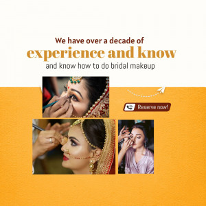 Image showcasing bridal makeup services with a decade of experience.