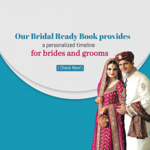 Bride and groom smiling, promoting a wedding planning book.
