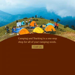 Group of people camping on a mountaintop with tents and scenic views.