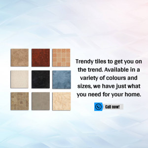 Assortment of trendy tiles in various colors and sizes