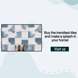 Image of blue tiles with feet and a call to action to visit a website.