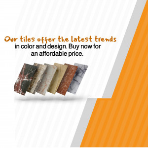 Assortment of modern tiles with a promotional text overlay.