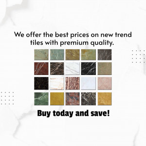 Assortment of premium quality tiles in various colors and patterns