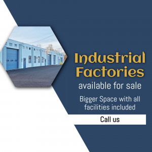 Image of industrial factories available for sale with text overlay.
