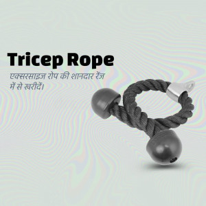 Black tricep rope with metal ends on a colorful background