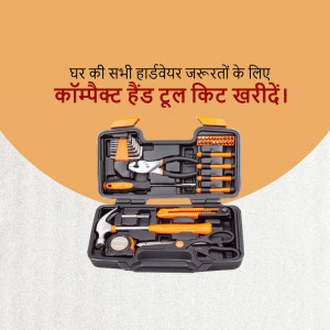Image of a black and orange hand tool kit with various tools inside.