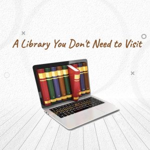 Laptop displaying books, representing a digital library