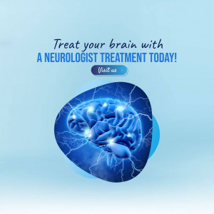 Image promoting neurologist treatment with a brain illustration.