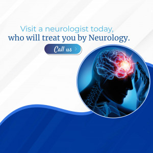 Image depicting a person with a headache and a glowing brain, promoting a visit to a neurologist.