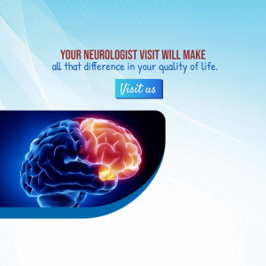 Image promoting a neurologist visit with a brain illustration.