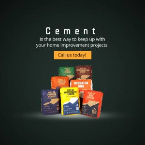 Pile of various cement bags with text 'Cement - Is the best way to keep up with your home improvement projects'
