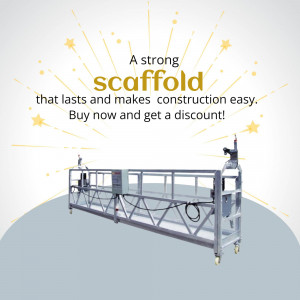 Image of a strong and durable scaffold with a promotional message.