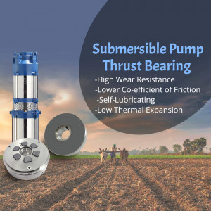 Image of a submersible pump with a thrust bearing, highlighting its features and agricultural application.
