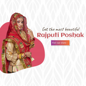 A beautiful Indian bride wearing a traditional Rajputi Poshak