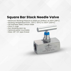 Stainless steel square bar stock needle valve with specifications