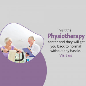 Image of a physiotherapist assisting a senior woman with exercise, promoting physiotherapy services.