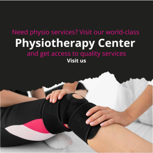 A person receiving physiotherapy treatment on their knee with a knee brace.