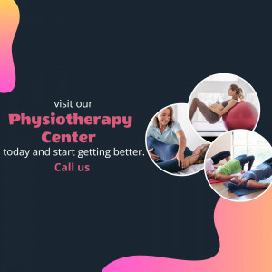 Image showcasing physiotherapy sessions and promoting a physiotherapy center.