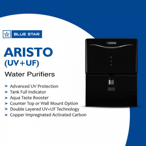 Blue Star Aristo UV+UF Water Purifier with features listed