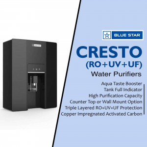 Blue Star CRESTO RO+UV+UF Water Purifier - Black and Blue Design