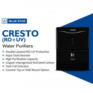 Blue Star Cresto RO+UV Water Purifier with features listed