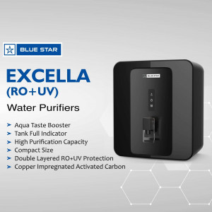 Blue Star Excella RO+UV Water Purifier with features listed