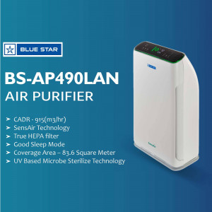 Blue Star BS-AP490LAN Air Purifier with features listed
