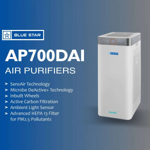 Blue Star AP700DAI Air Purifier with features listed