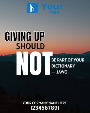 Motivational quote with a mountain landscape background