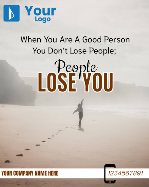 Image with a person walking on a beach and text about losing people.