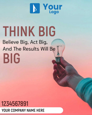 Hand holding a glowing lightbulb with the text 'Think Big'