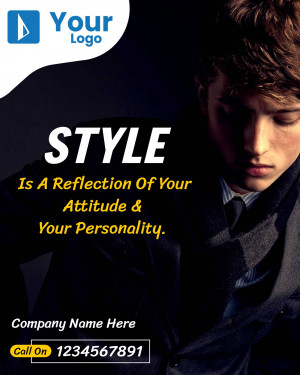 Man in a suit with text overlay 'Style is a Reflection of Your Attitude & Your Personality'