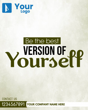Motivational poster with text 'Be the best VERSION OF Yourself' and company contact information.
