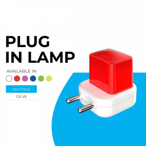 Red and white plug-in lamp with color options