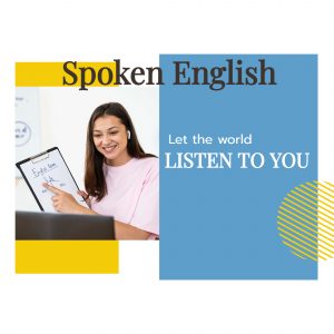 Woman teaching spoken English with a clipboard