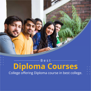 Group of college students promoting diploma courses