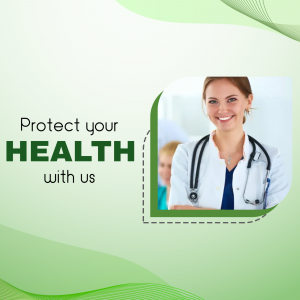 Doctor with stethoscope and child, promoting health protection