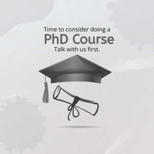 Image promoting PhD course consultation with a graduation cap and scroll.