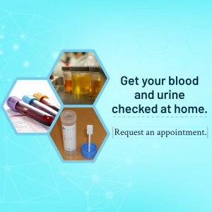 Image promoting at-home blood and urine testing services.