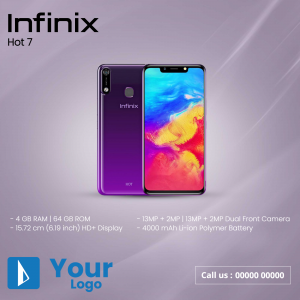 Infinix Hot 7 smartphone with specifications and branding