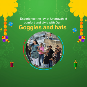 People celebrating Uttarayan with goggles and hats