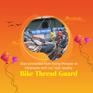 Image of a bike with a thread-guard during Uttrayan festival