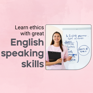 A woman teaching English grammar on a whiteboard.