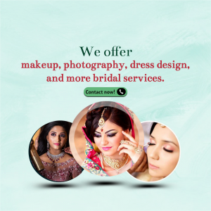 Collage of bridal makeup and services offered